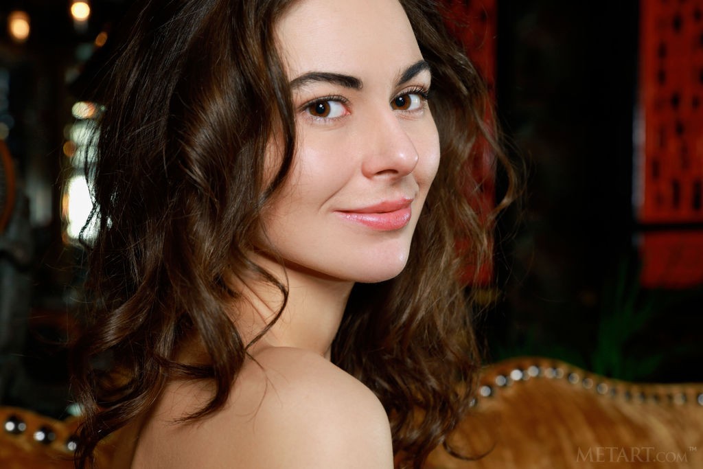 Stella Moon - Cute barely legal teen babe undressing slowly on the couch